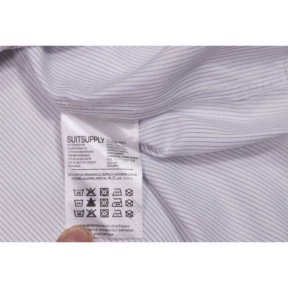 Suitsupply Slim Fit Light Blue Woven Egyptian Cotton Dress Shirt (41) 16-35 - Picture 7 of 7